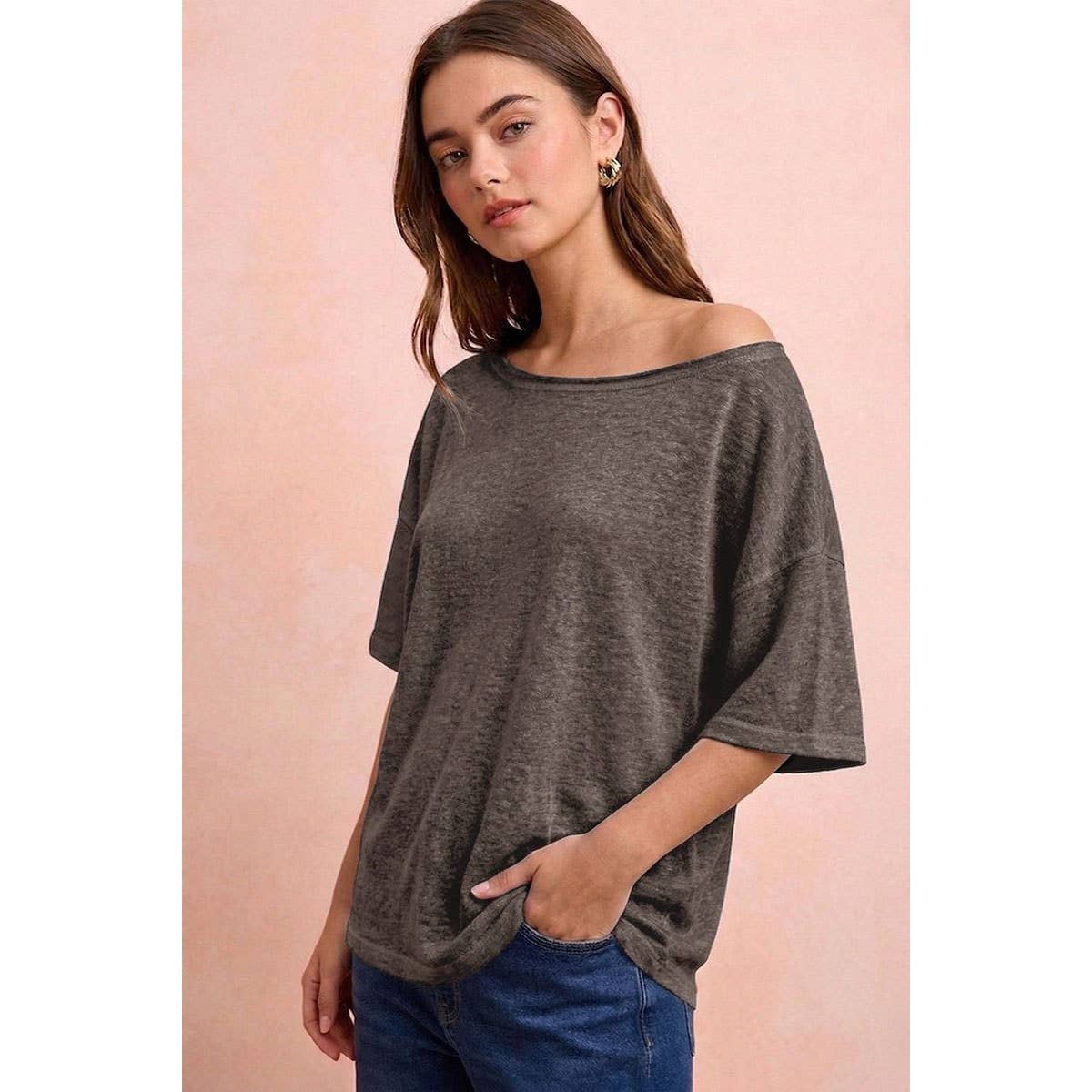Solid Jersey Relaxed Fit Short Sleeve Pocket Top - 926 West