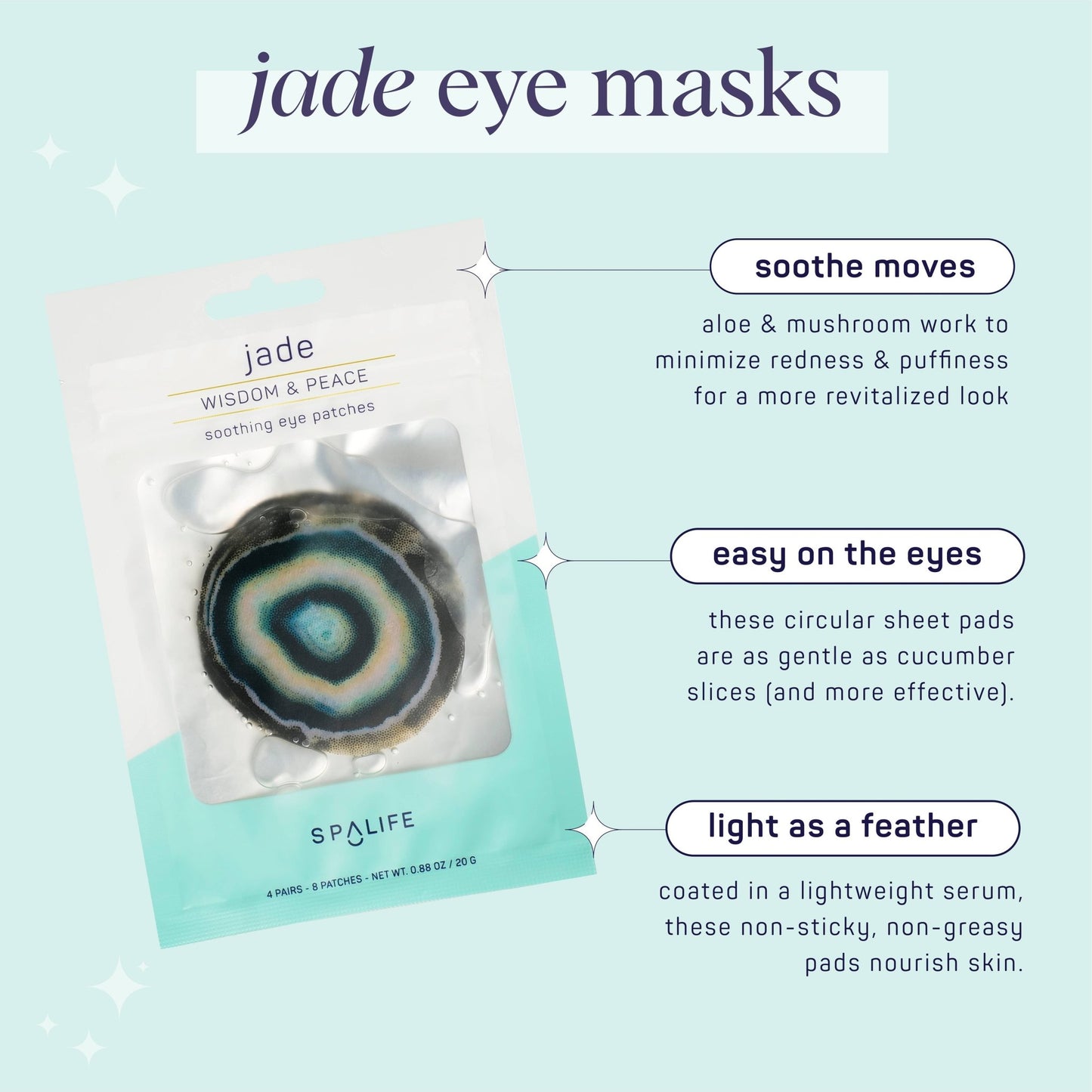 Soothing Eye Patches - 4 Pairs - Jade Inspired - 926 West