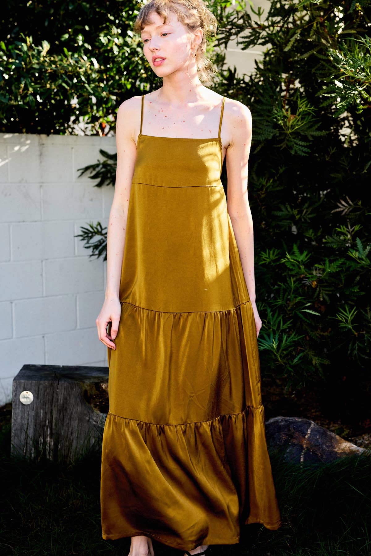 Square Neck Ruffled Hem Cami Midi Dress - 926 West