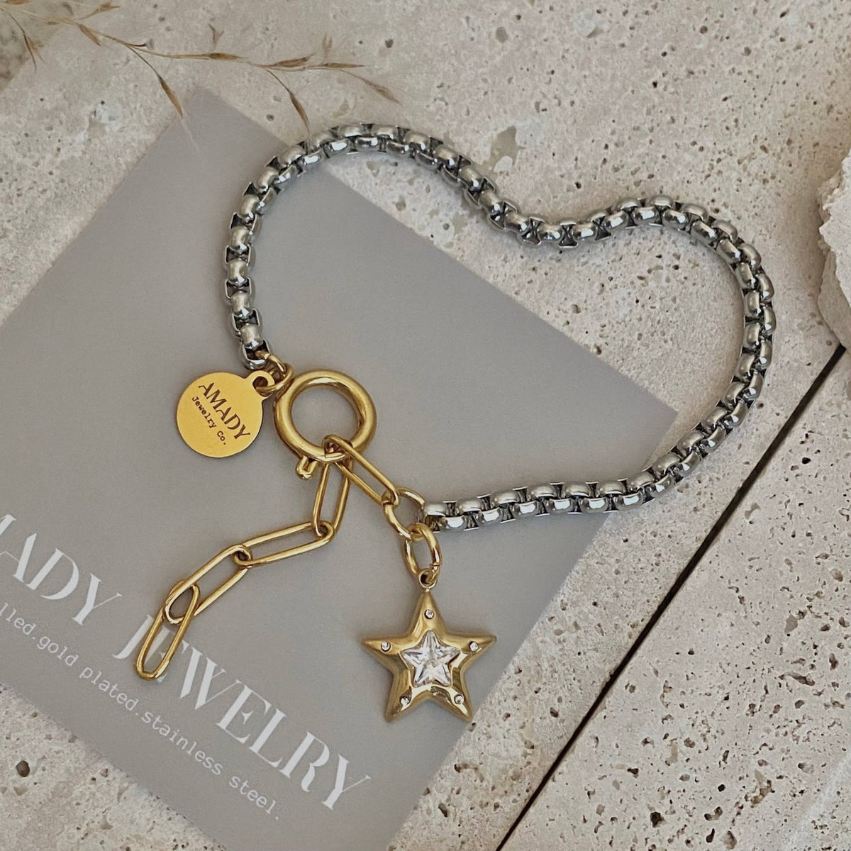Star charm two tone silver and gold ombré pendant bracelet - 926 West