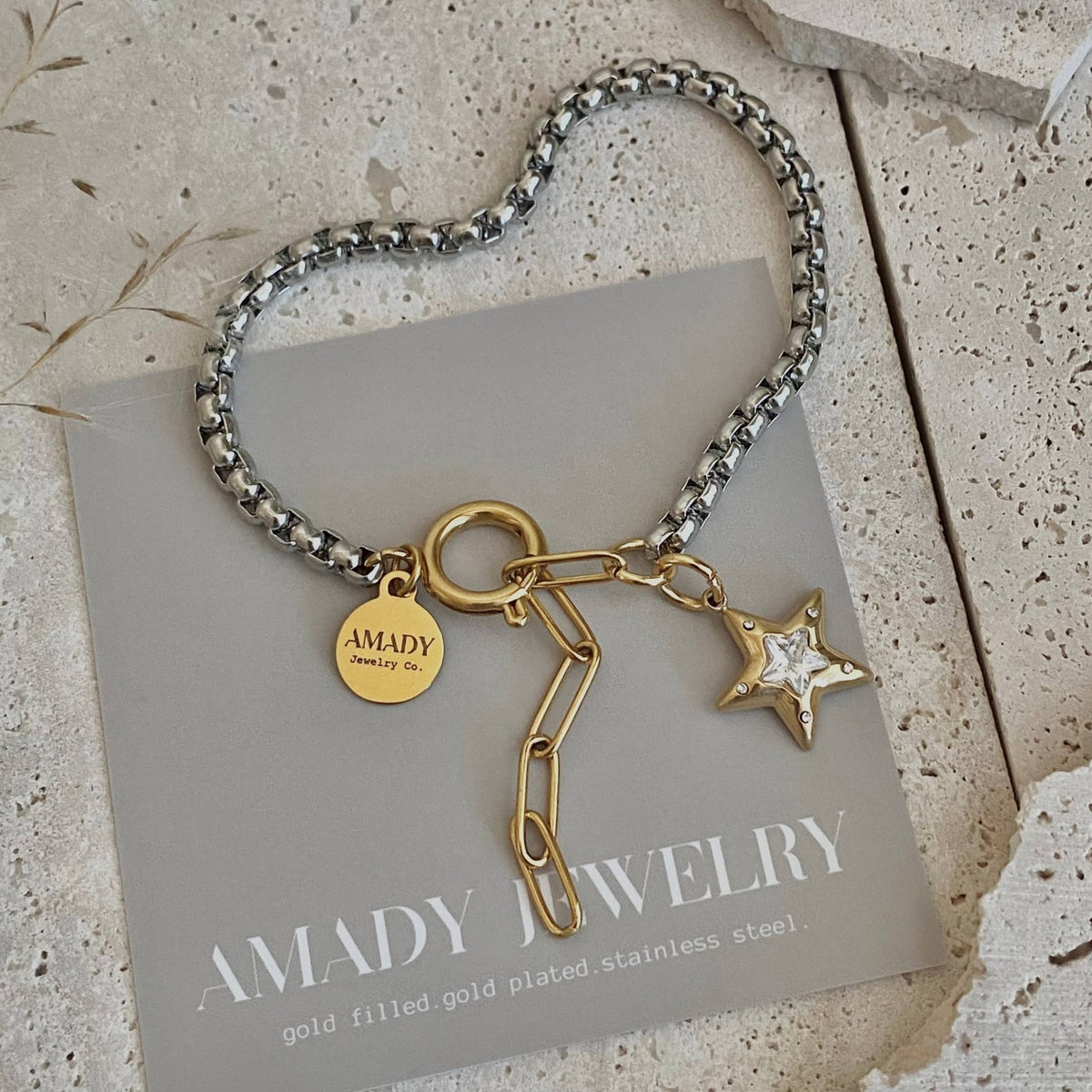 Star charm two tone silver and gold ombré pendant bracelet - 926 West