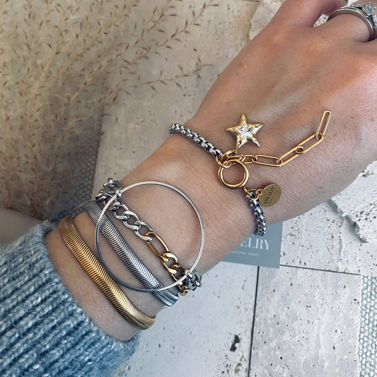 Star charm two tone silver and gold ombré pendant bracelet - 926 West