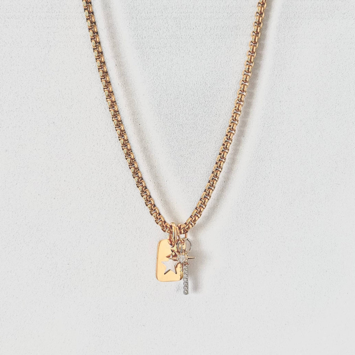 Star Tag & Crystal Bar Layering Necklace | 18K Gold Plated - 926 West
