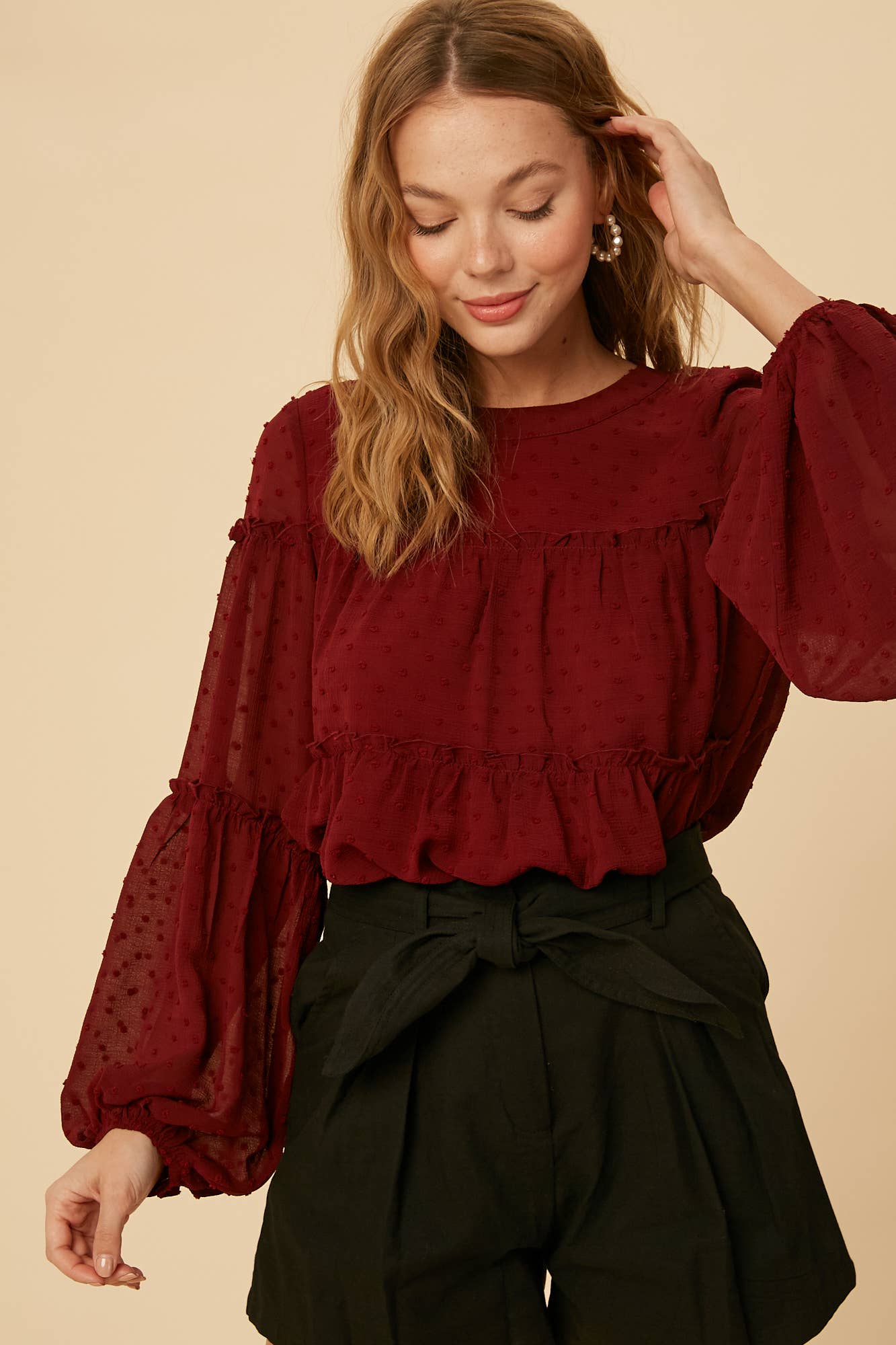 Swiss Dot Ruffle Blouse LT0920 - 926 West