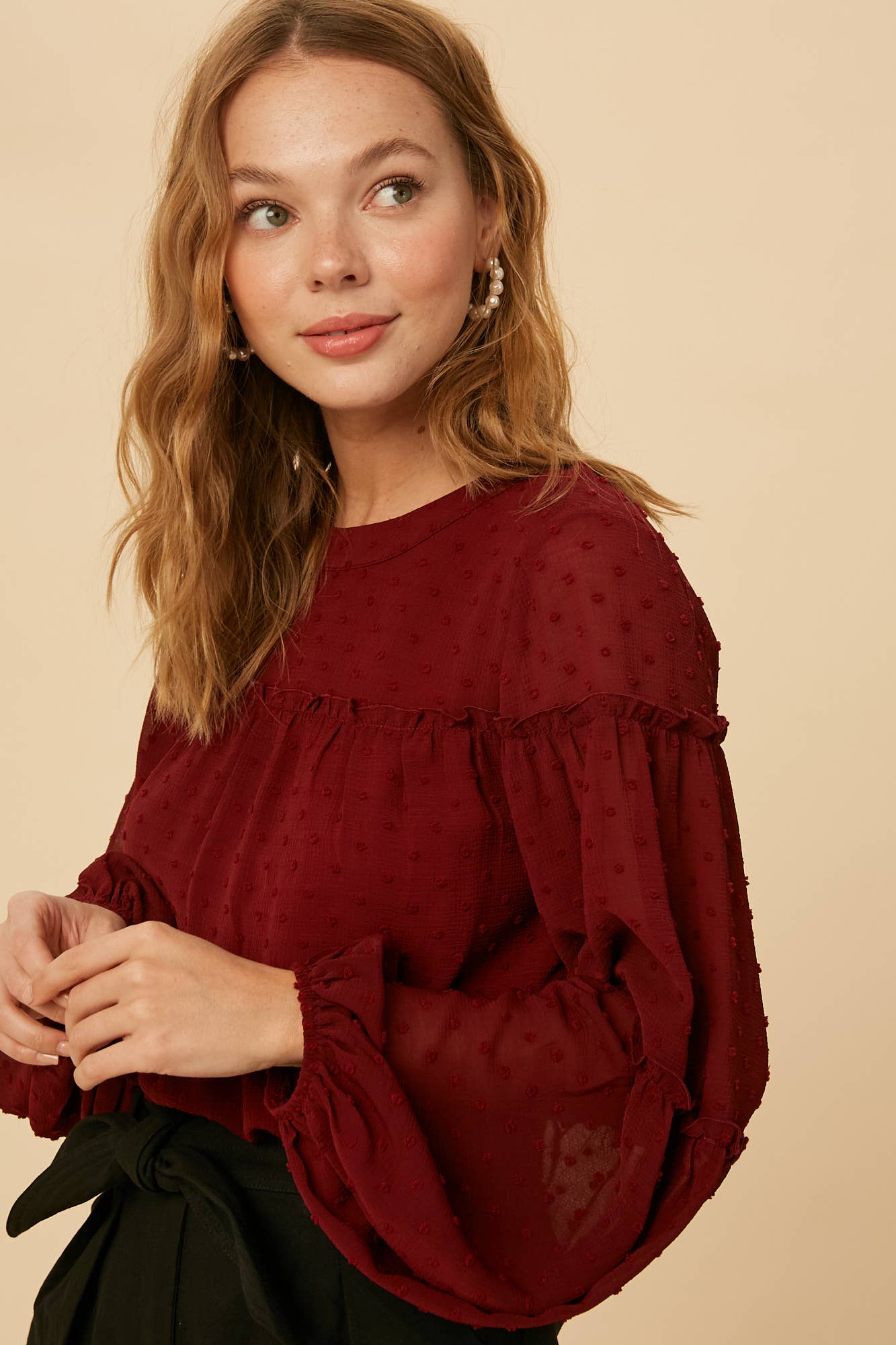 Swiss Dot Ruffle Blouse LT0920 - 926 West