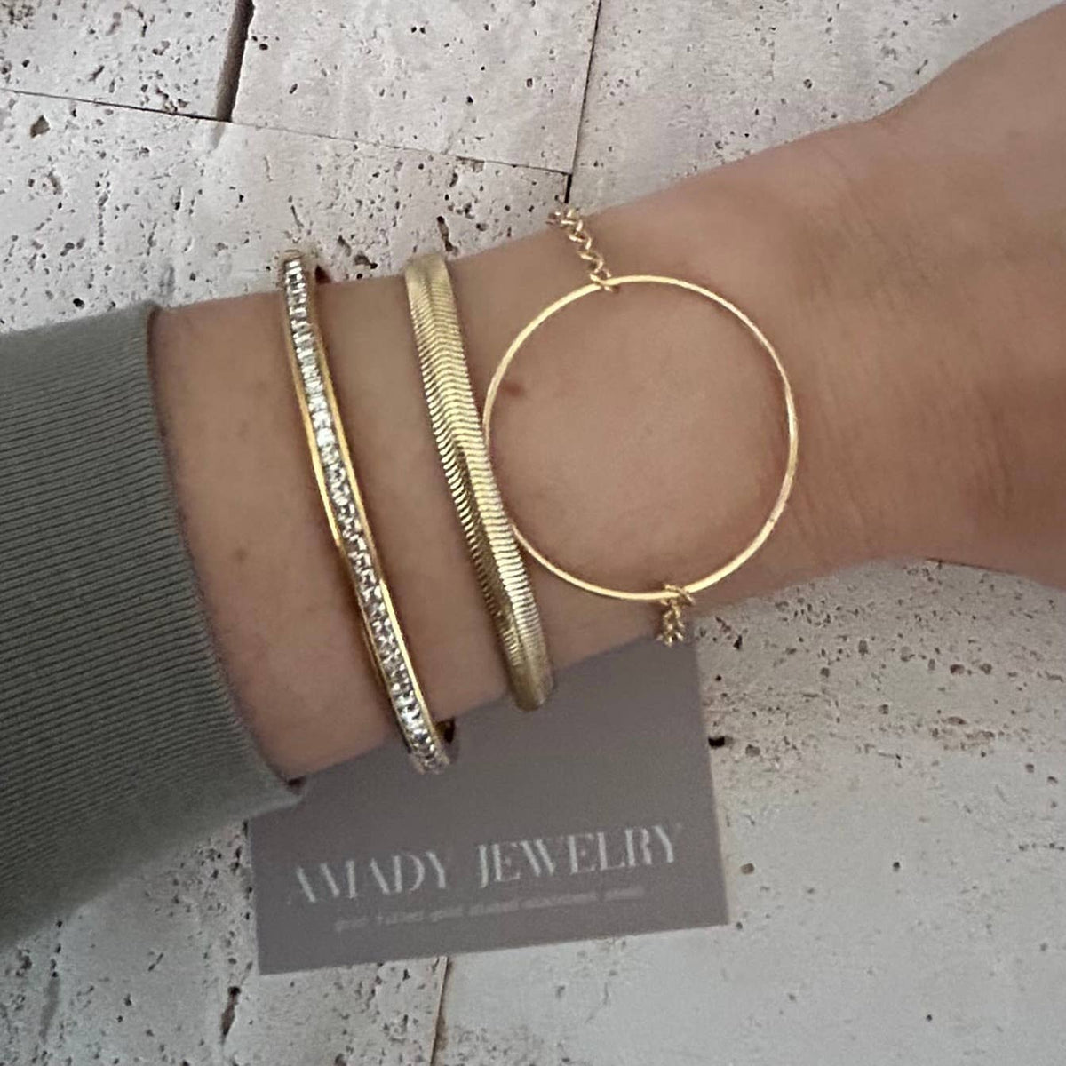 Tennis Bangle Bracelet 18K Gold Plated over stainless steel - 926 West