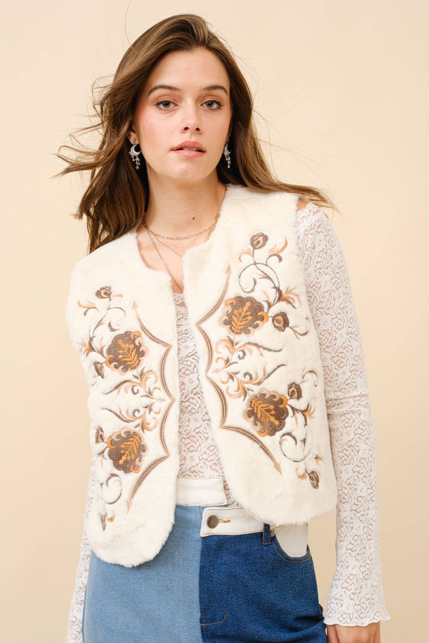 Western Embroidered Fur Vest - 926 West