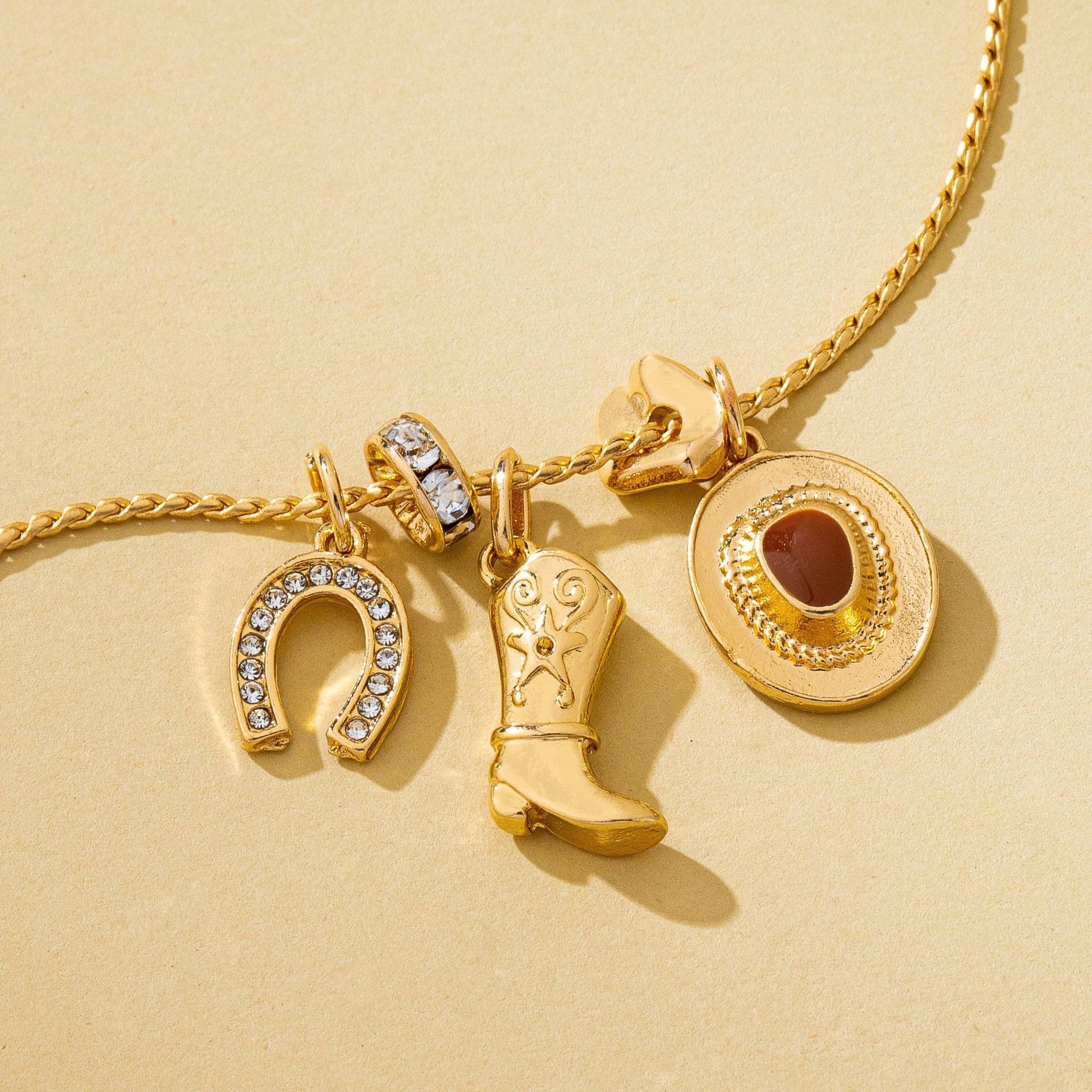 Western Hat Boot Horseshoe Rhinestone Charm Necklace - 926 West