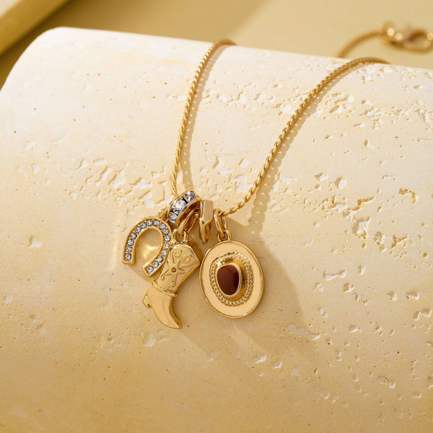 Western Hat Boot Horseshoe Rhinestone Charm Necklace - 926 West