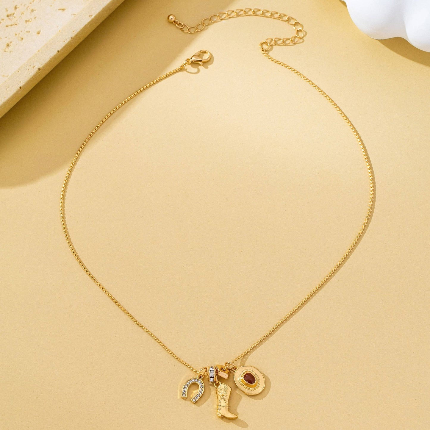 Western Hat Boot Horseshoe Rhinestone Charm Necklace - 926 West