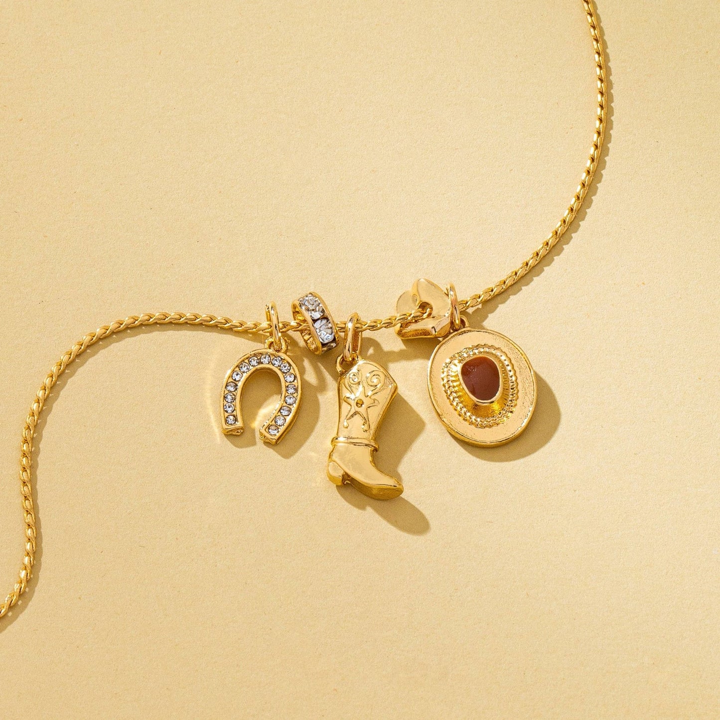 Western Hat Boot Horseshoe Rhinestone Charm Necklace - 926 West