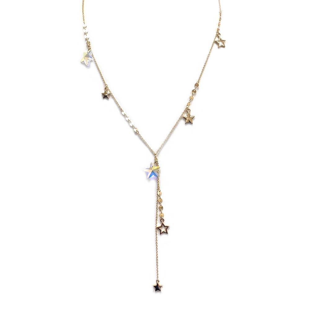 Y Shape Long Length with Star Multi Charms Chain Necklace - 926 West
